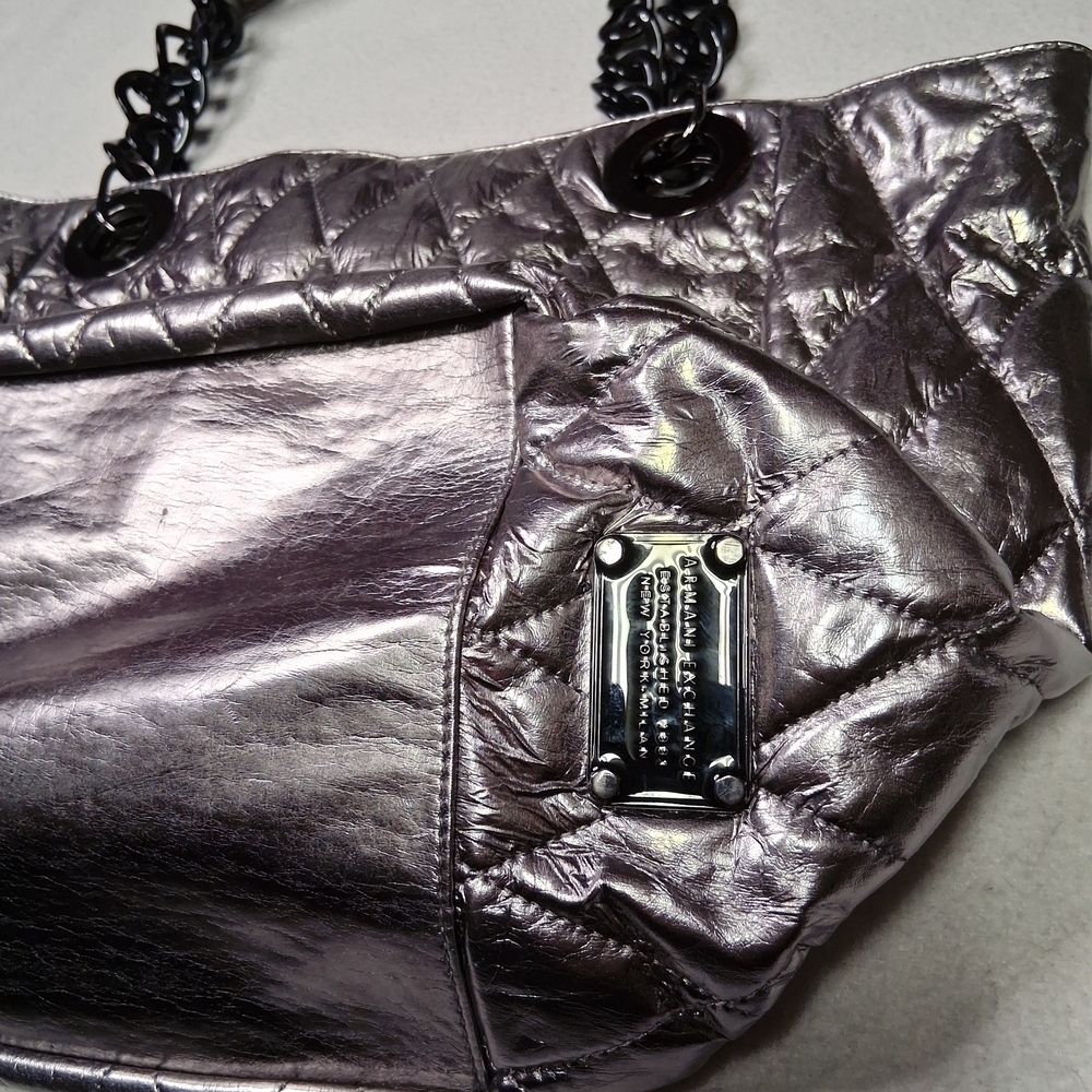 Armani Exchange Metallic Quilted Tote - Picture 3 of 8
